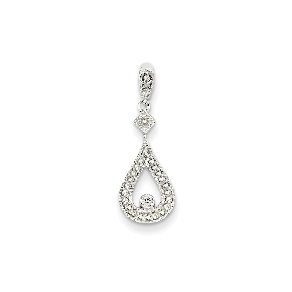 14K Weißgold Vintage-Anhänger Tropfenform mit echten Diamanten