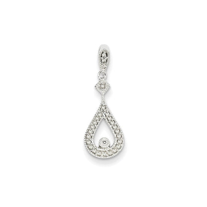 14K Weißgold Vintage-Anhänger Tropfenform mit echten Diamanten