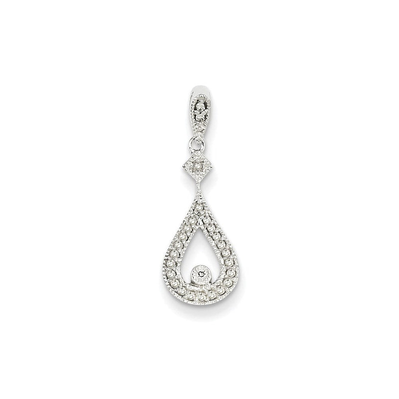 14K Weißgold Vintage-Anhänger Tropfenform mit echten Diamanten