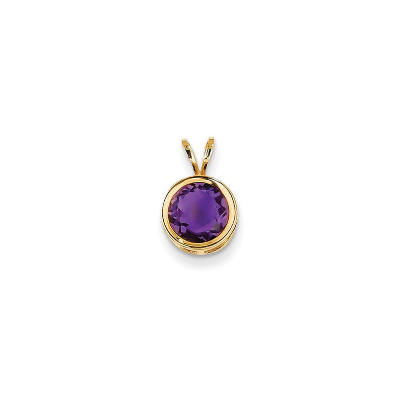 14K Gelbgold Anhänger mit 7 mm Amethyst im Checkerboard-Schliff, Zargenfassung