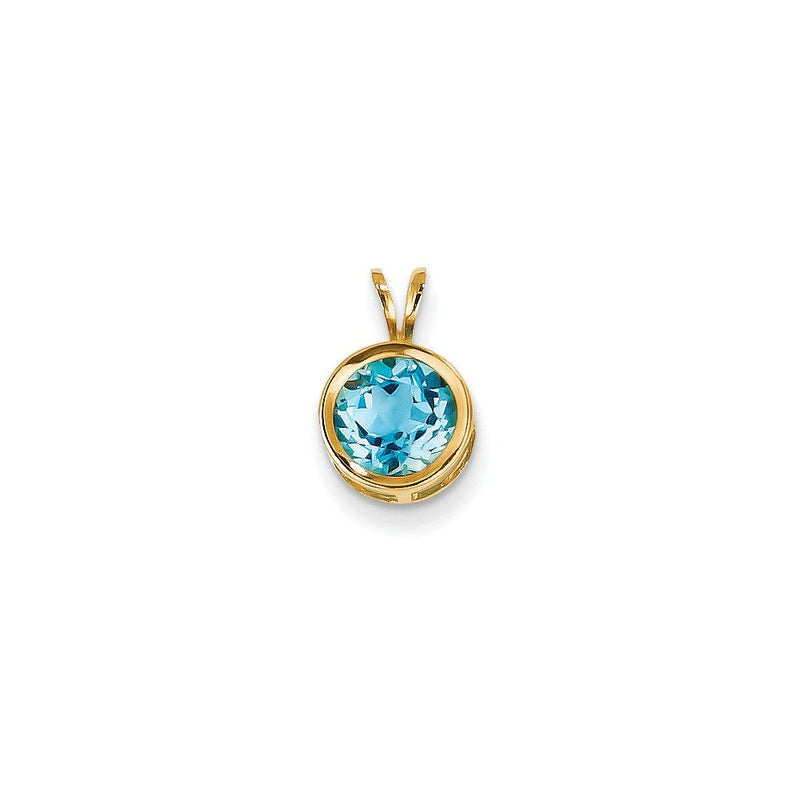 14K Gelbgold Anhänger mit Blautopas, 7 mm, Zargenfassung