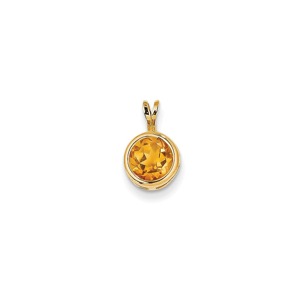 14K Gelbgold 7mm Citrin Schachbrett-Anhänger mit Lünette