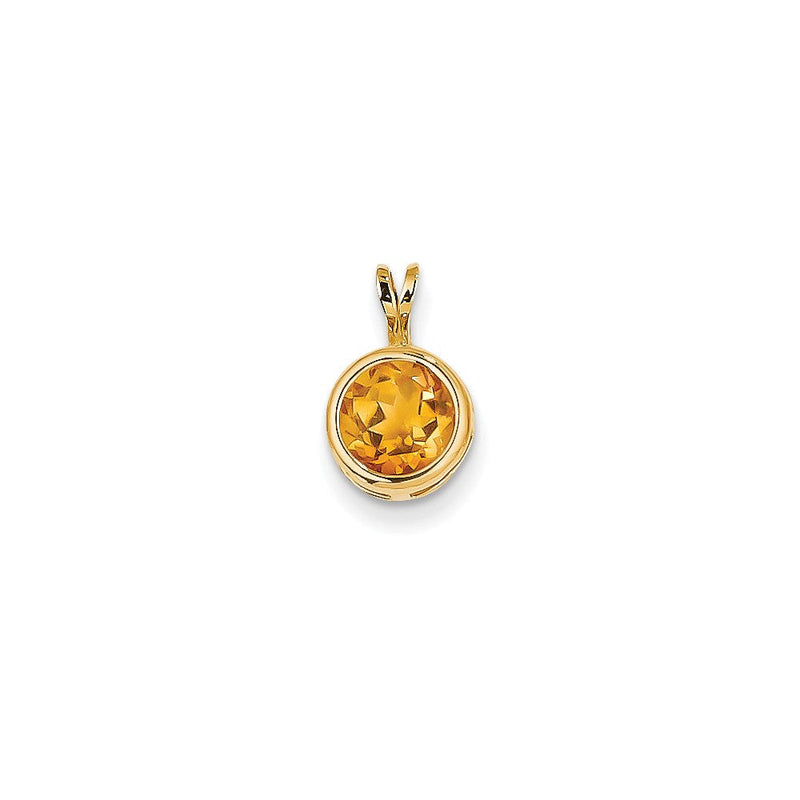 14K Gelbgold Citrin-Anhänger mit Zargenfassung, 7 mm