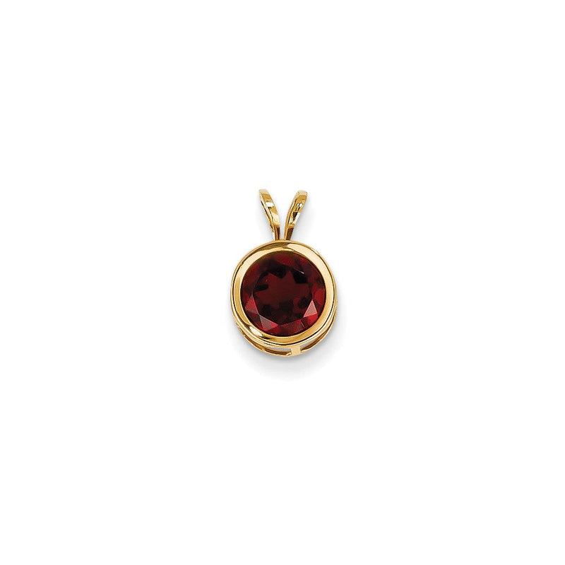 14K Gelbgold Anhänger, 7 mm, Granat im Schachbrettschliff, mit Zargenfassung