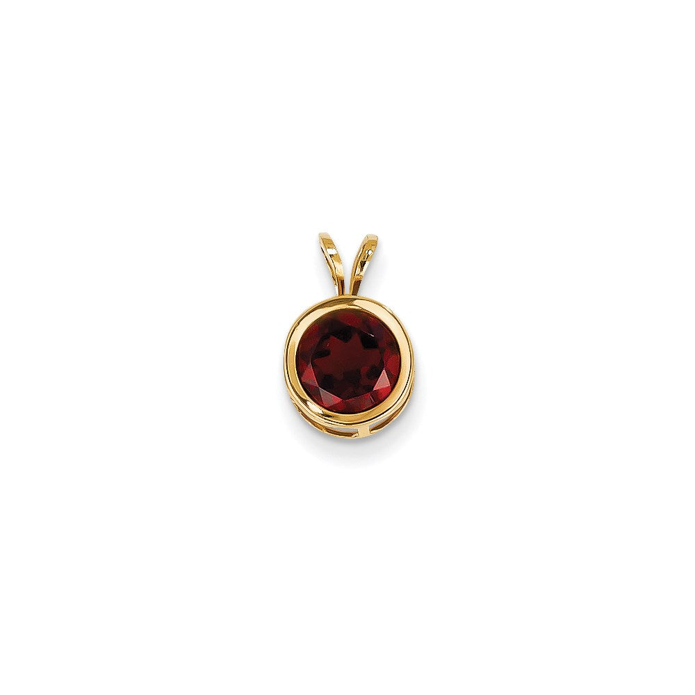 14K Gelbgold Anhänger mit Granat, 7 mm, Zargenfassung