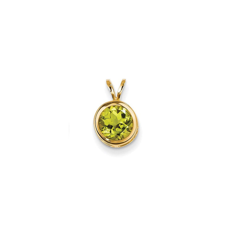 14K Gelbgold Peridot-Anhänger mit Zargenfassung, 7 mm