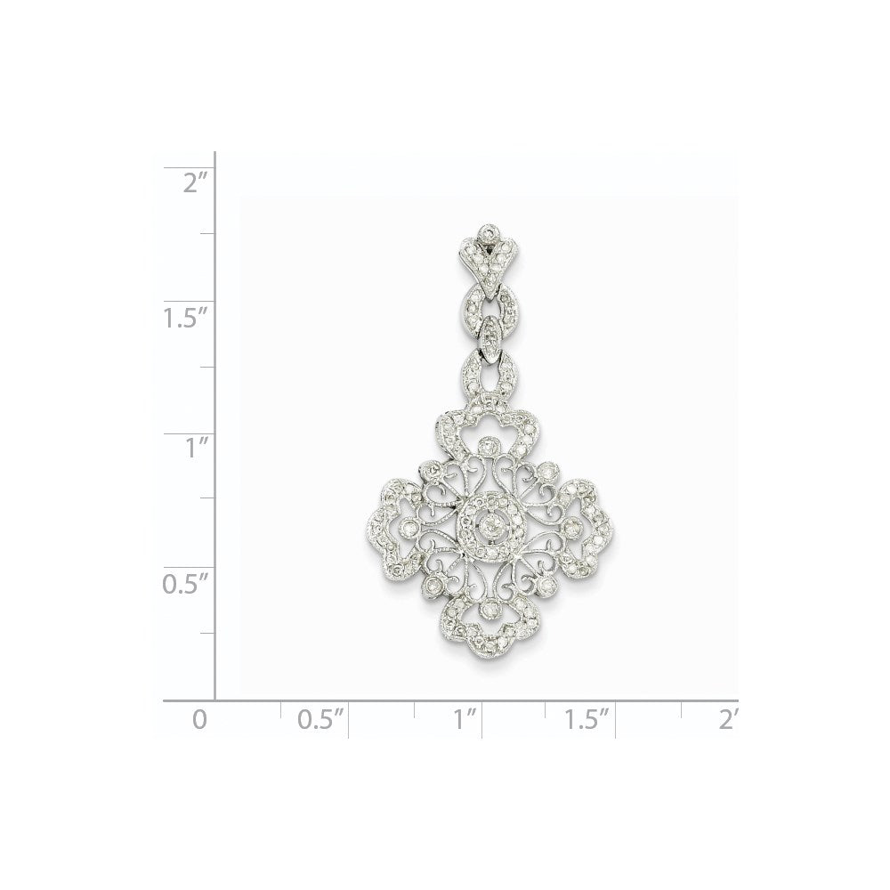 Filigran-Anhänger mit echten Diamanten aus 14K Weißgold