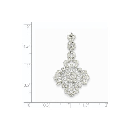 Filigran-Anhänger mit echten Diamanten aus 14K Weißgold