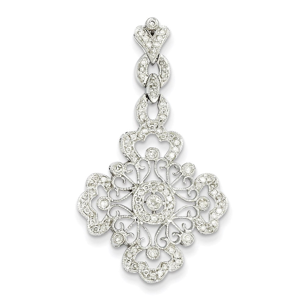 Filigran-Anhänger mit echten Diamanten aus 14K Weißgold
