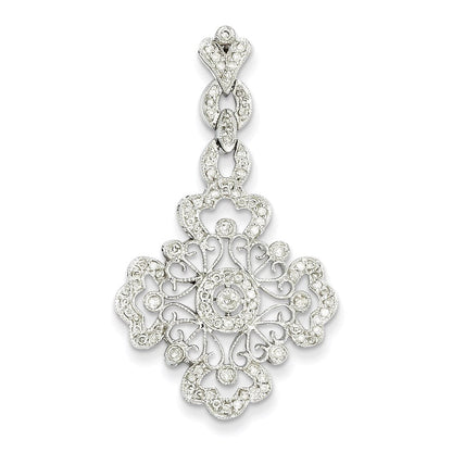 Filigran-Anhänger mit echten Diamanten aus 14K Weißgold