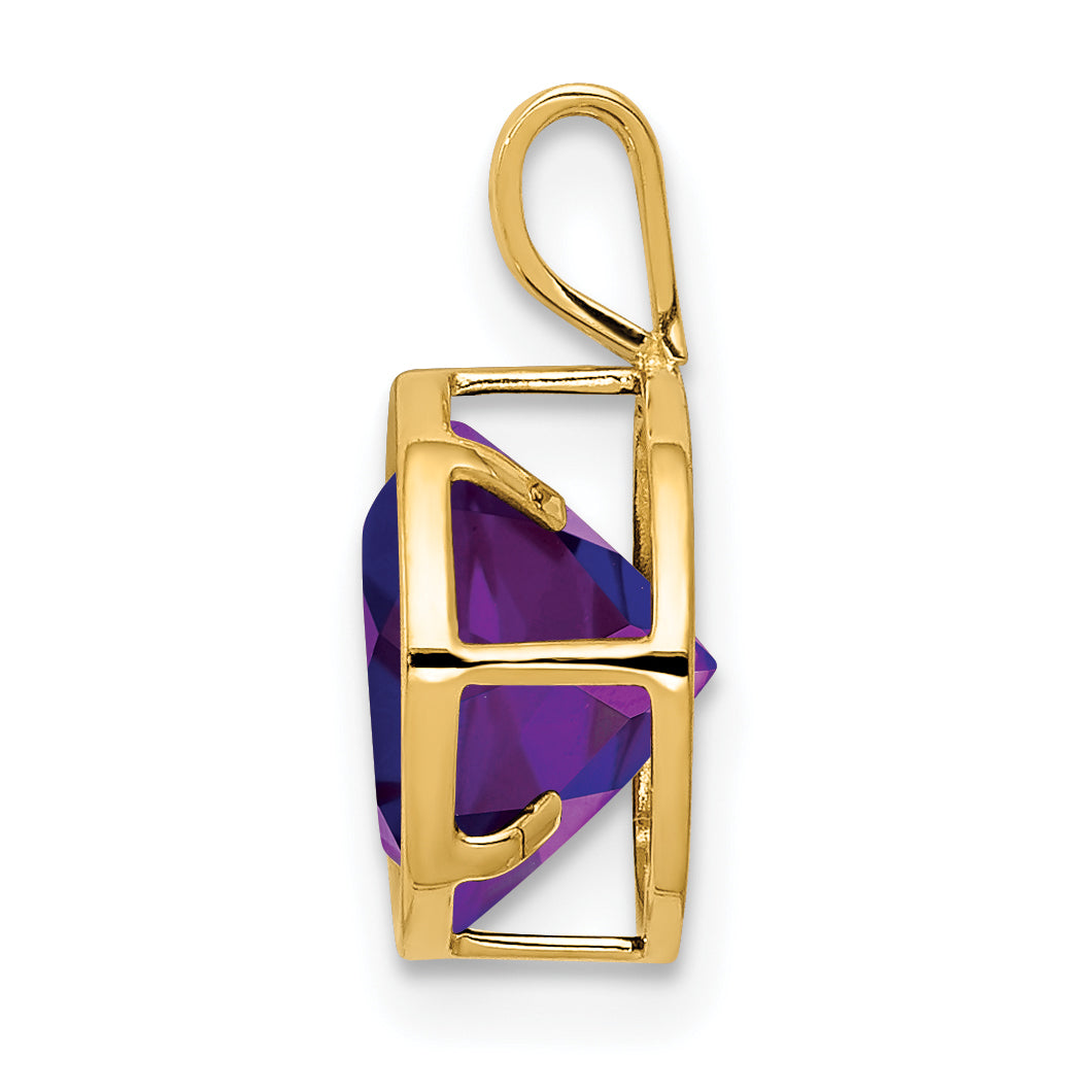 14K Gelbgold Anhänger mit Amethyst, 8 mm, Zargenfassung