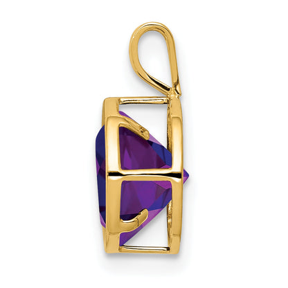 14K Gelbgold Anhänger mit Amethyst, 8 mm, Zargenfassung