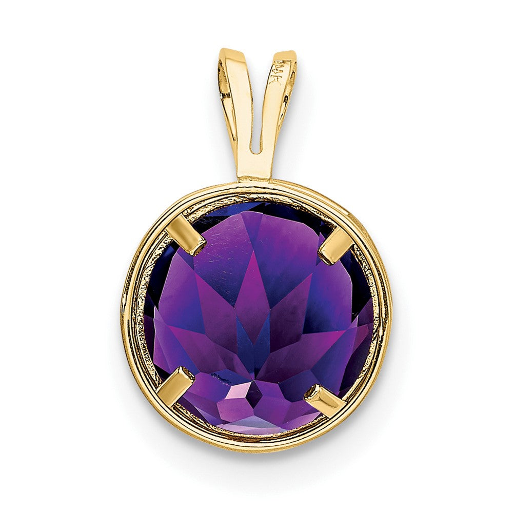 14K Gelbgold 8 mm Amethyst Karo-Facettenschliff Anhänger mit Zargenfassung