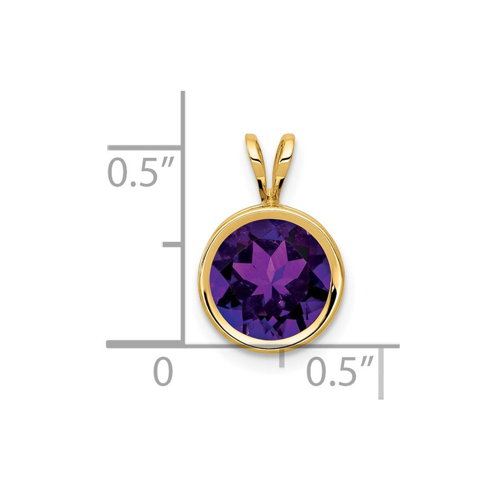 14K Gelbgold 8 mm Amethyst Karo-Facettenschliff Anhänger mit Zargenfassung