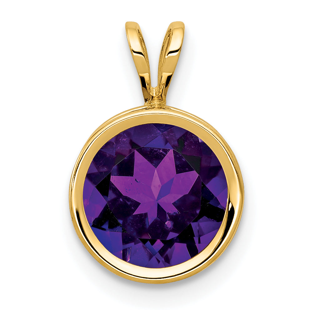 14K Gelbgold Anhänger mit Amethyst, 8 mm, Zargenfassung