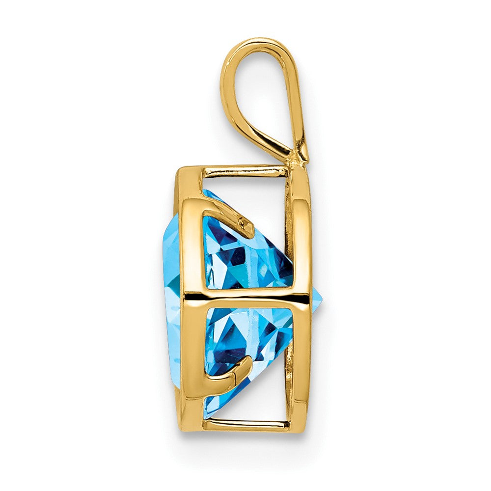14K Gelbgold Anhänger mit 8 mm Blautopas, Zargenfassung