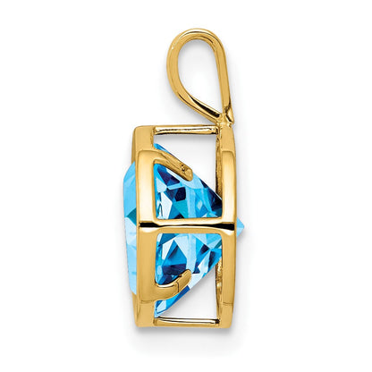 14K Gelbgold Anhänger mit 8 mm Blautopas, Zargenfassung