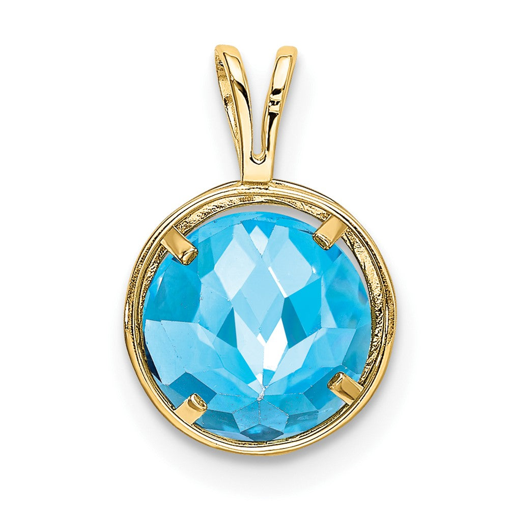 14K Gelbgold Anhänger mit 8 mm Blautopas, Zargenfassung