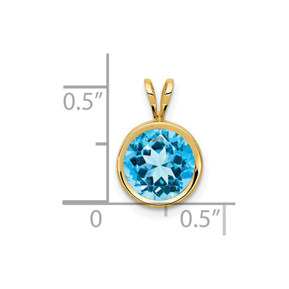 14K Gelbgold Anhänger mit 8 mm Blautopas, Zargenfassung