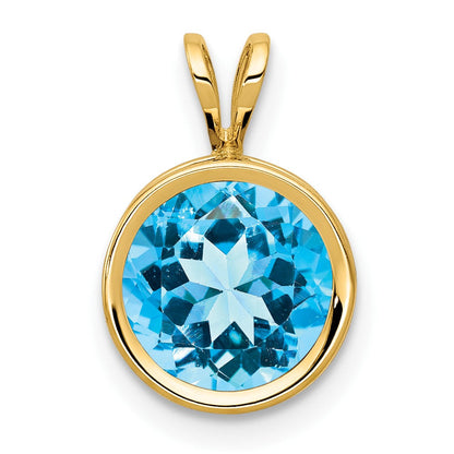 14K Gelbgold Anhänger mit 8 mm Blautopas, Zargenfassung