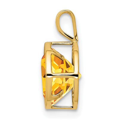 14K Gelbgold 8-mm-Citrin-Anhänger mit Schachbrettschliff und Zargenfassung