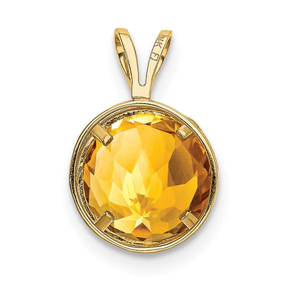 14K Gelbgold Citrin-Anhänger mit Zargenfassung