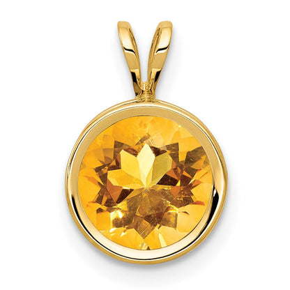 14K Gelbgold 8-mm-Citrin-Anhänger mit Schachbrettschliff und Zargenfassung