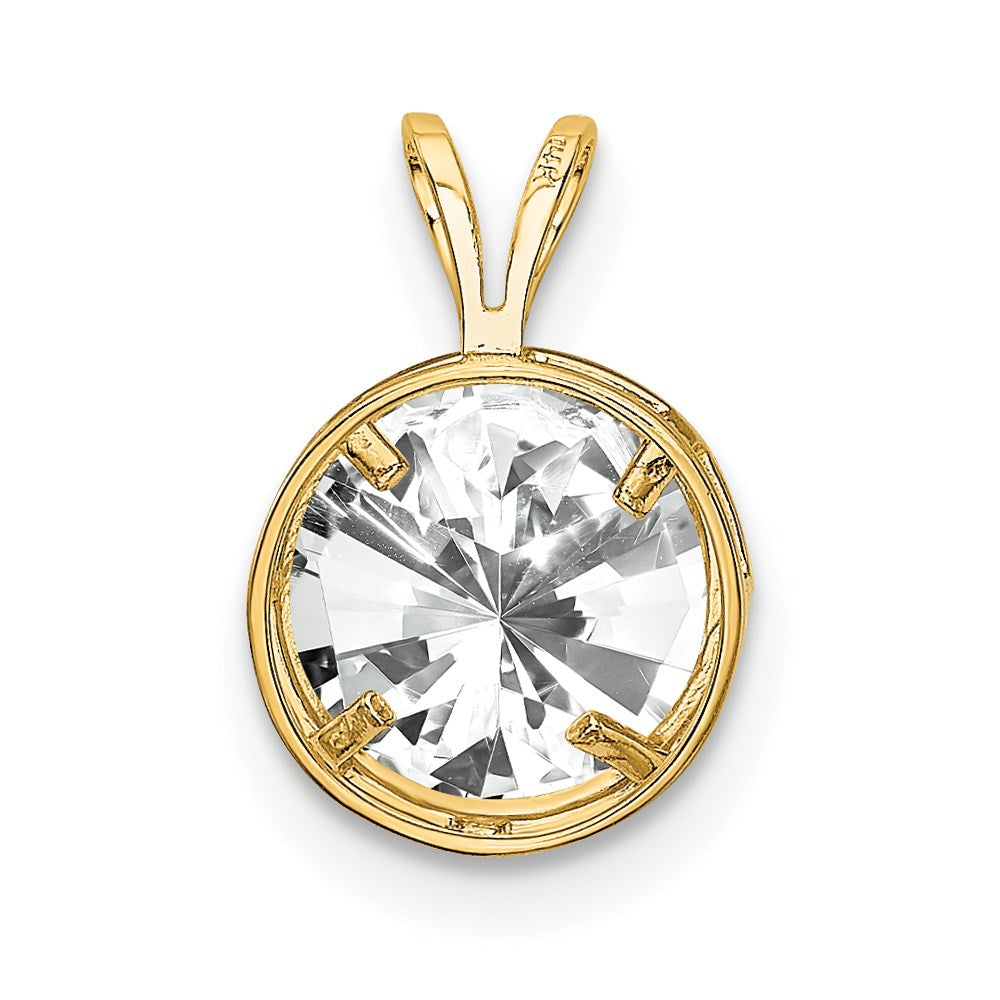 14K Gelbgold 14K 8mm Zirkonia Zargenfassung Anhänger
