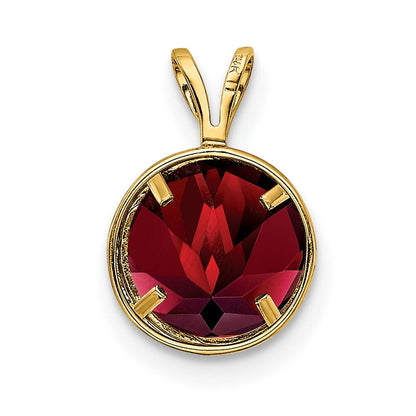 14K Gelbgold Anhänger mit Granat, 8 mm, Zargenfassung
