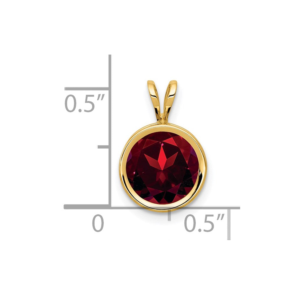 14K Gelbgold Anhänger mit Granat, 8 mm, Zargenfassung