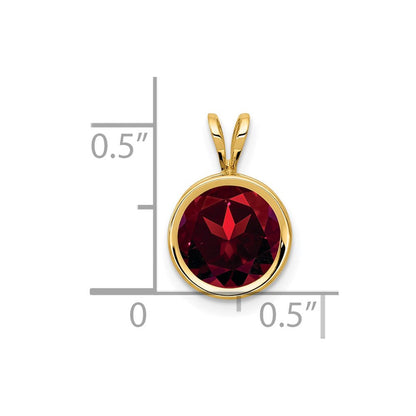14K Gelbgold Anhänger mit Granat, 8 mm, Zargenfassung