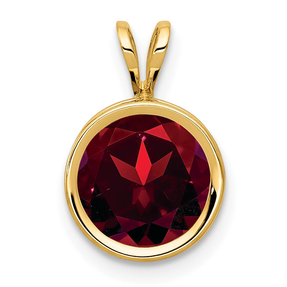 14K Gelbgold Anhänger mit Granat, 8 mm, Zargenfassung