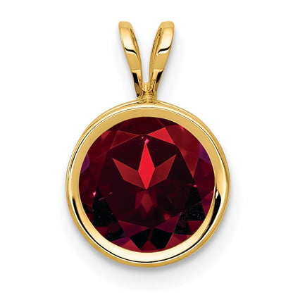 14K Gelbgold Anhänger mit Granat, 8 mm, Zargenfassung