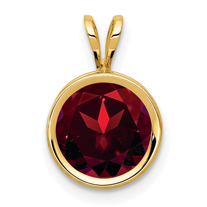 14K Gelbgold Anhänger mit 8 mm Granat im Schachbrettschliff, Fassung