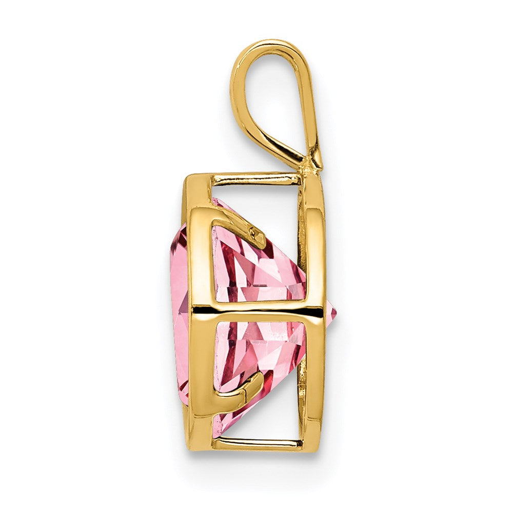14K Gelbgold Anhänger mit Zargenfassung, 8 mm rosa Turmalin