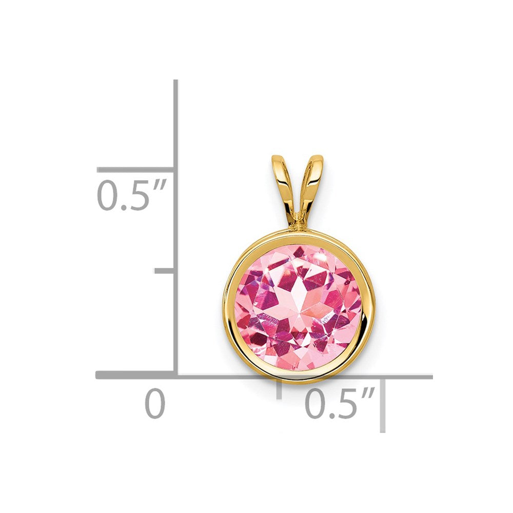 14K Gelbgold Anhänger mit Zargenfassung, 8 mm rosa Turmalin