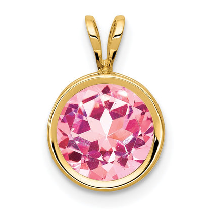 14K Gelbgold Anhänger mit Zargenfassung, 8 mm rosa Turmalin
