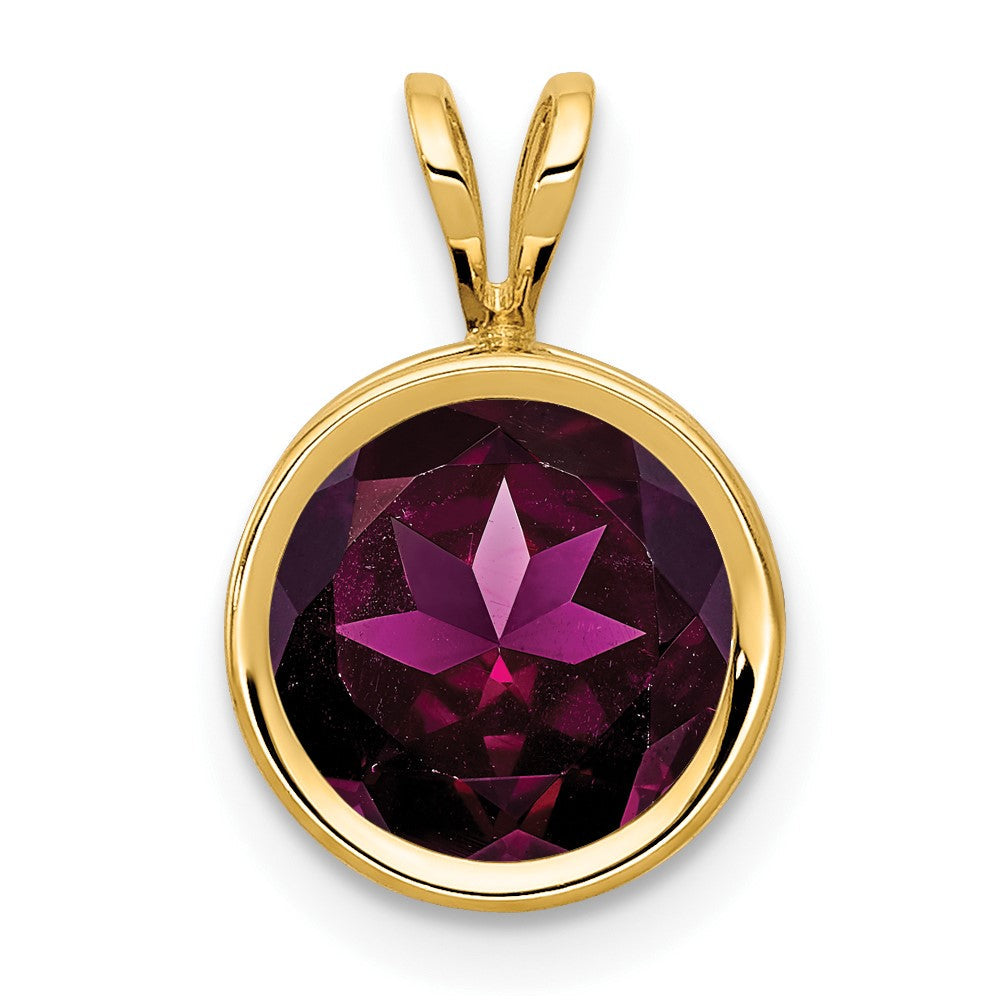 14K Gelbgold Anhänger mit 8-mm-Rhodolith-Granat, Zargenfassung