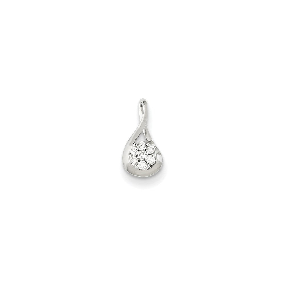 14K Weißgold Anhänger mit echtem Diamant