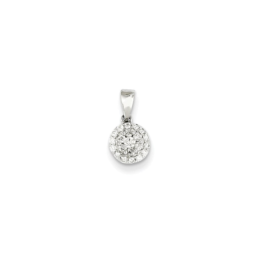 14K Weißgold Anhänger mit echtem Diamant