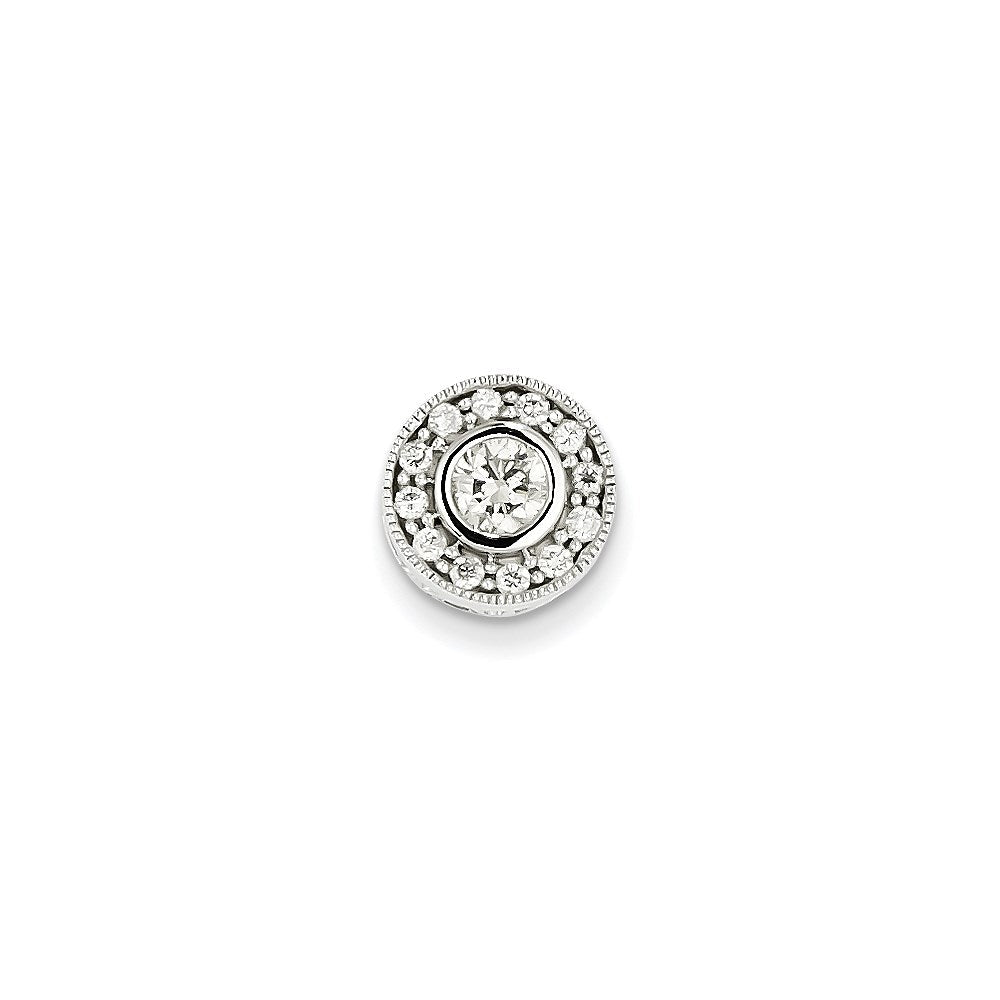14K Weißgold Kreisanhänger mit echtem Diamant