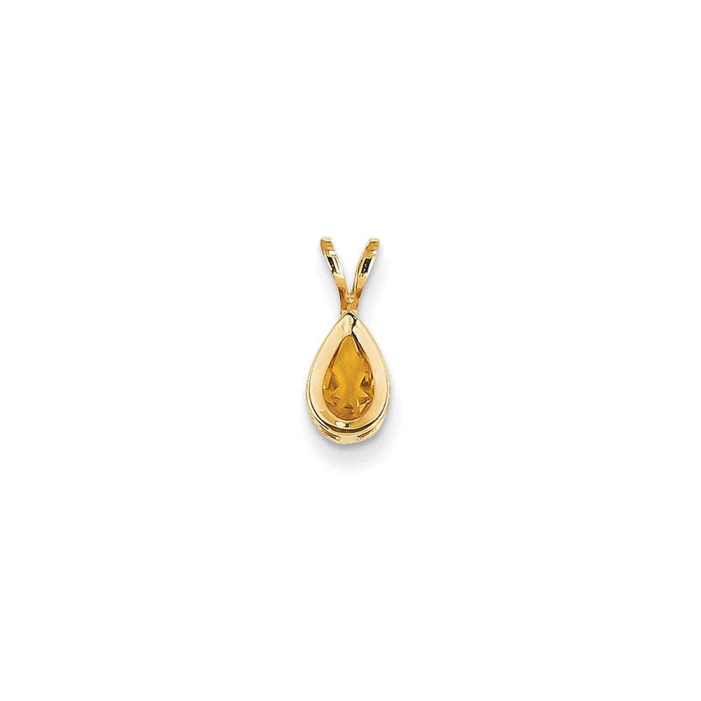 14K Gelbgold Anhänger mit birnenförmigem Citrin (6x4mm) in Zargenfassung