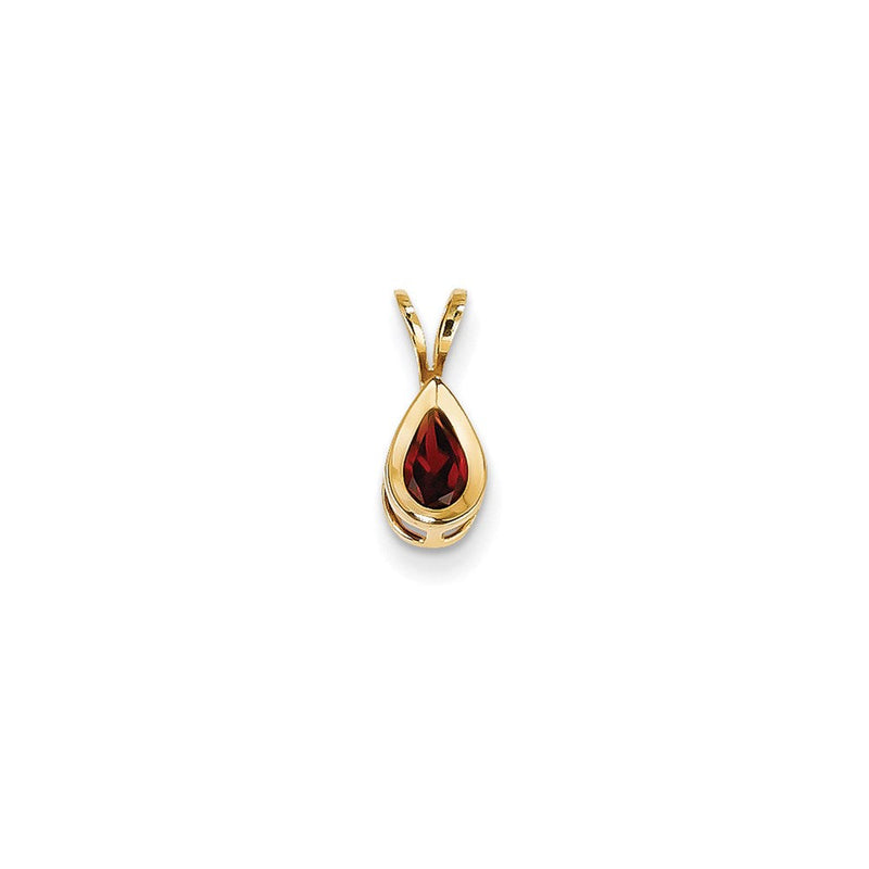 14K Gelbgold Anhänger mit Granat im Karo-Schliff, birnenförmig, 6x4mm, Cabochonfassung