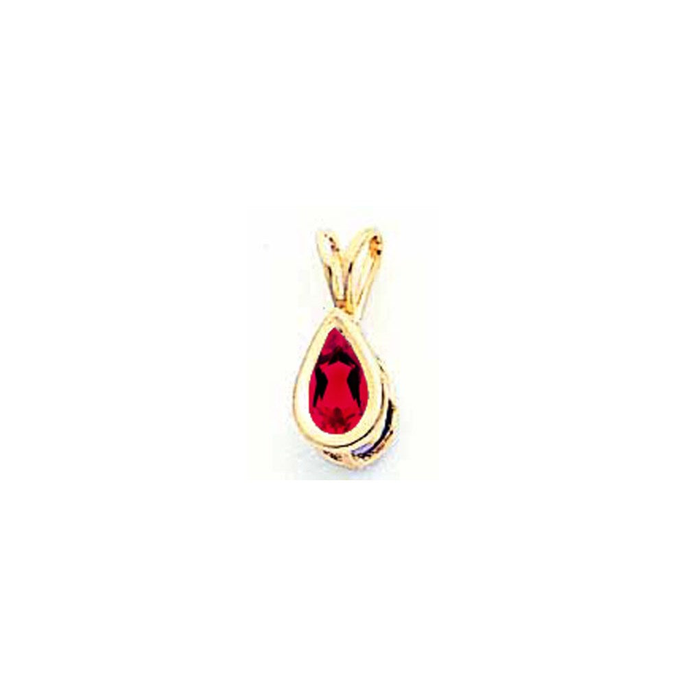 14K Gelbgold 6x4mm Birnenschliff-Rubin Zargenanhänger