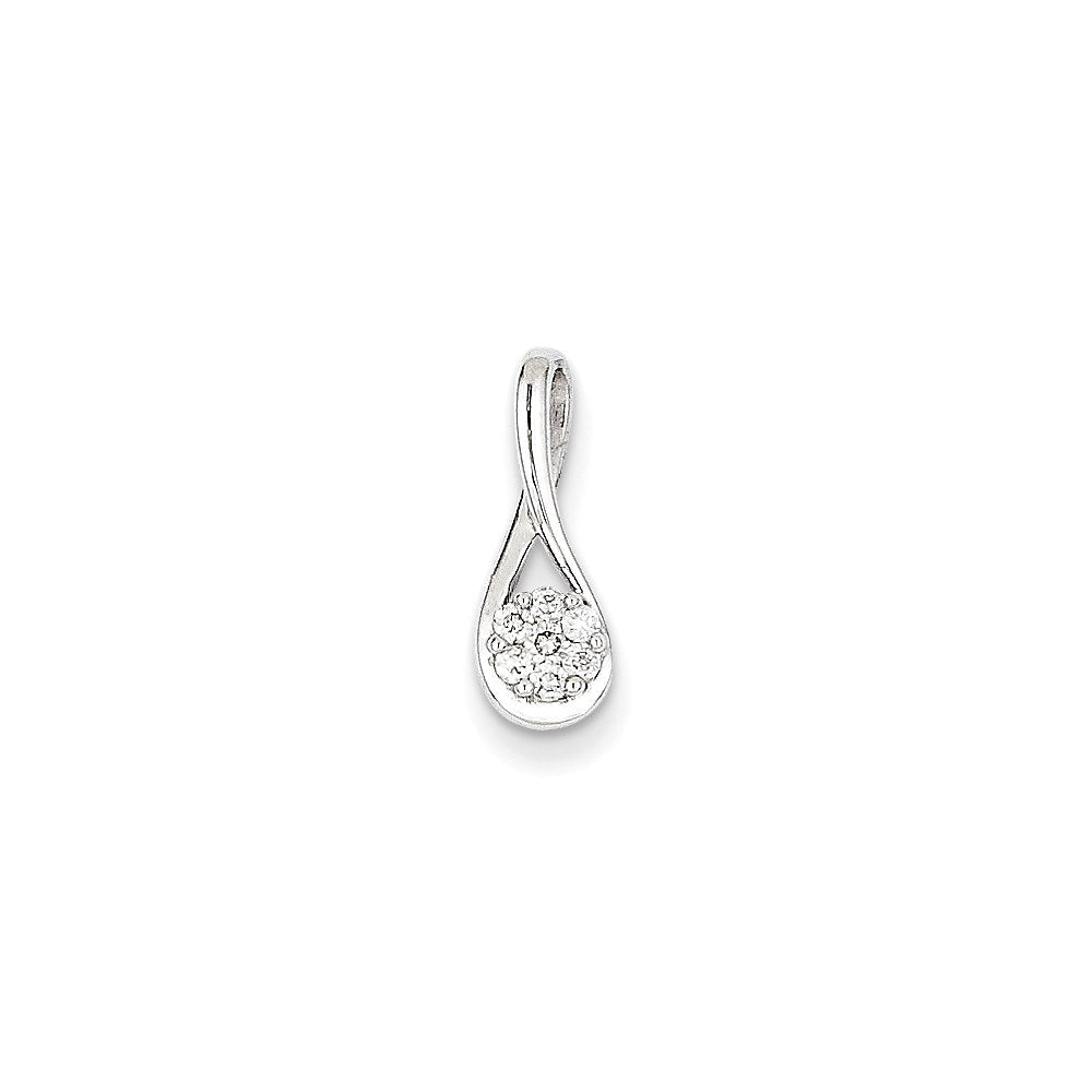 14K Weißgold Anhänger mit echtem Diamant