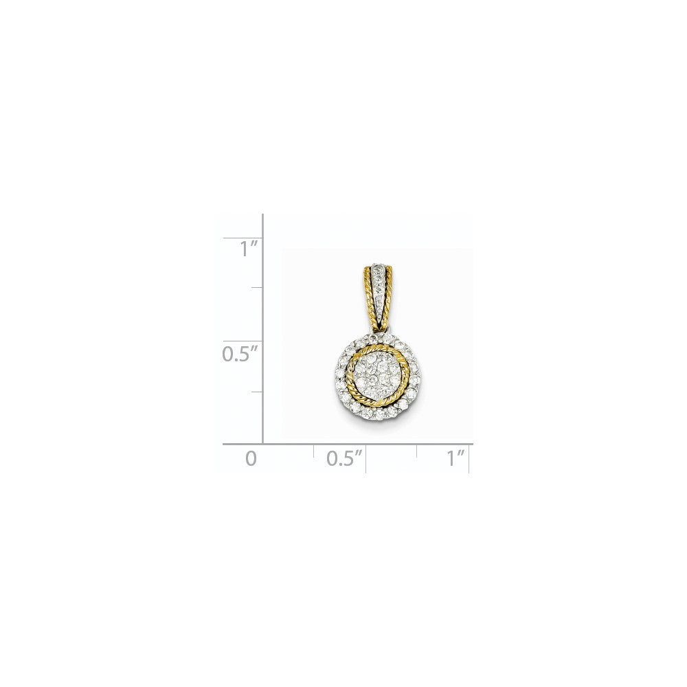 14K Bicolor Gold Kreis-Anhänger mit echten Diamanten