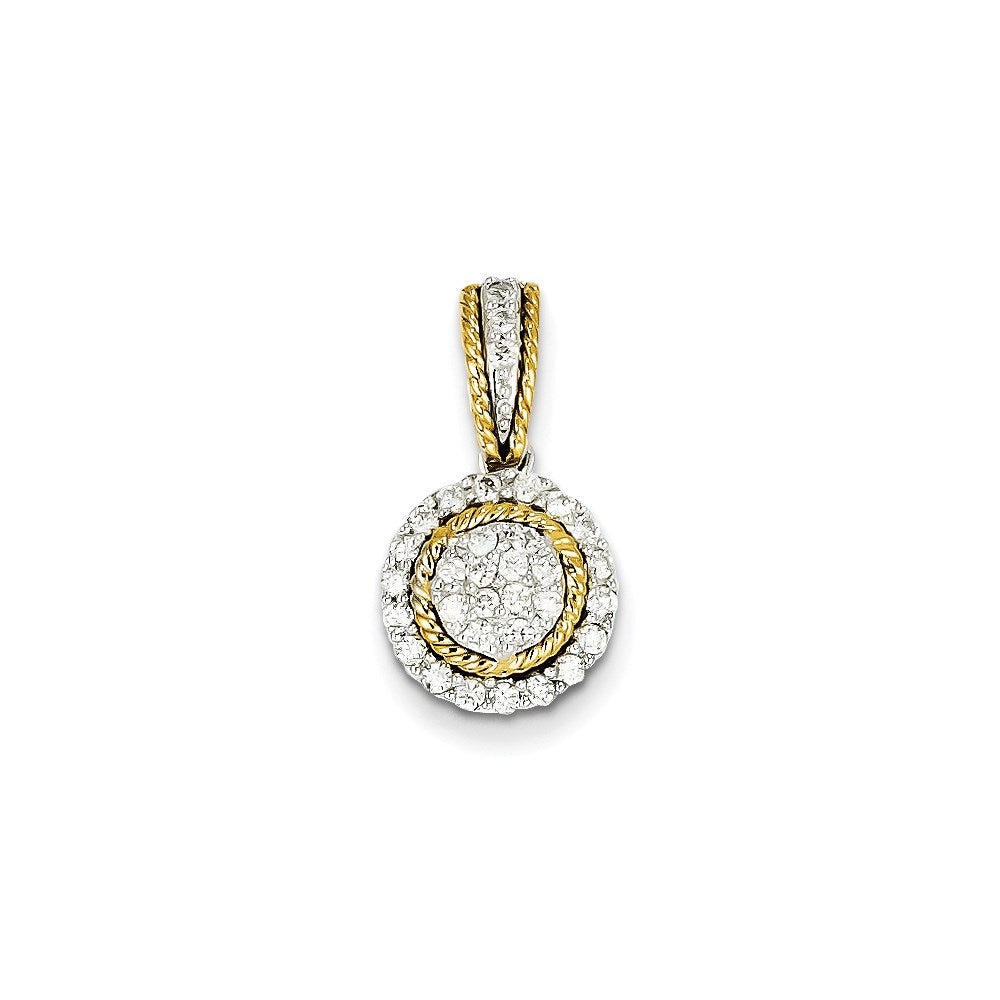 14K Bicolor Gold Kreis-Anhänger mit echten Diamanten