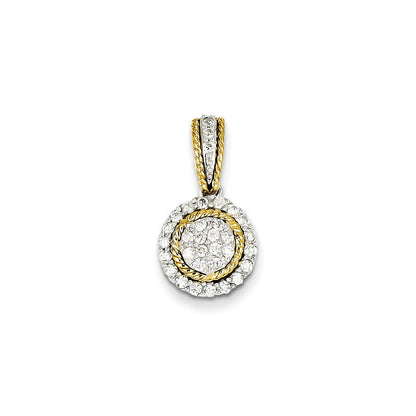 14K Bicolor Gold Kreis-Anhänger mit echten Diamanten