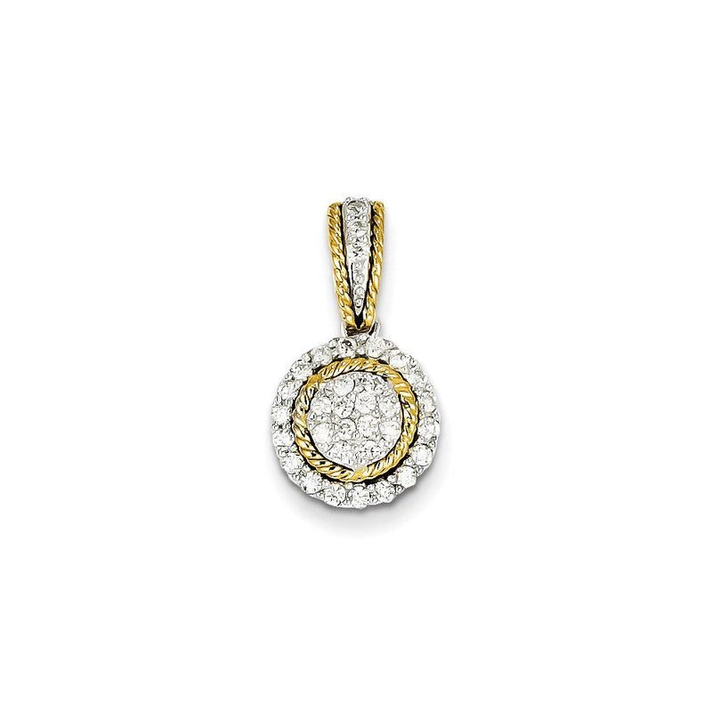 14K Bicolor Gold Kreis-Anhänger mit echten Diamanten