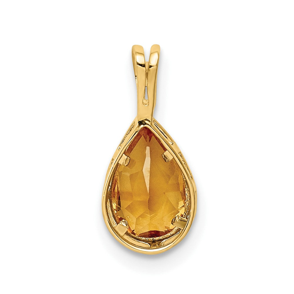 14K Gelbgold 8x5mm Birnenschliff-Citrin Anhänger mit Fassung